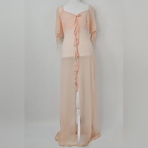 Fashion to Figure Sheer Mesh Soft Pink Feminine Long Robe Coquette Girl Dainty